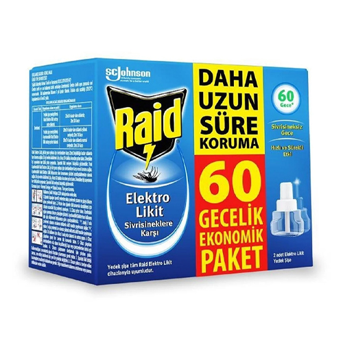 Raid Elekro Likit 2 Yedek, Ekonomik Paket, 60 Gece