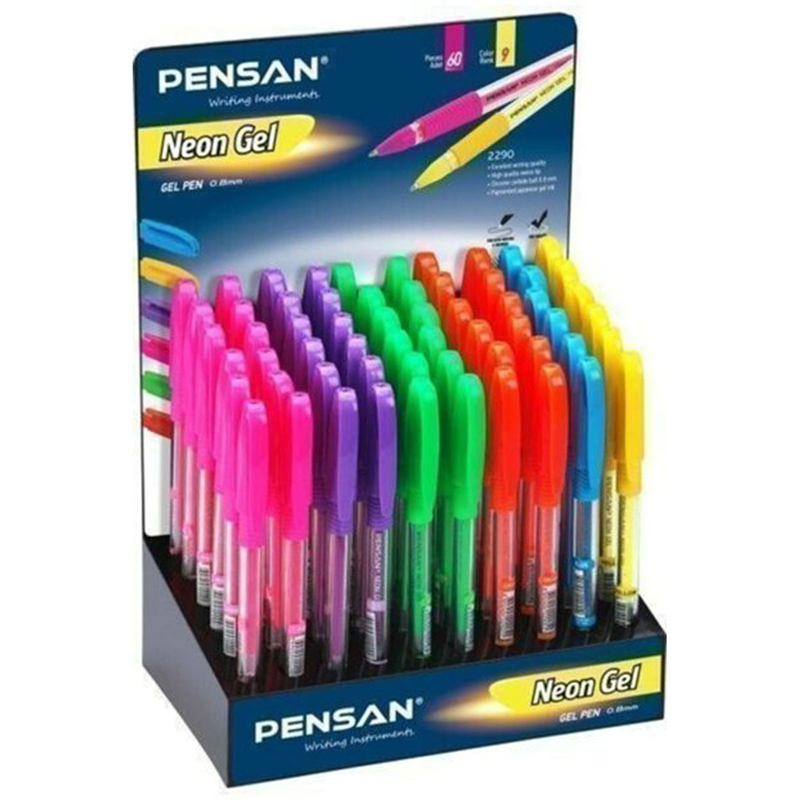 Pensan Jel Kalem,Neon Renkli Kalem,2290 60'li Kalem,Renkli Jel Kalem,Yazma Aracı,Ofis Kırtasiye Malzemeleri,Renkli Kalem Seti,Jel Mürekkepli Kalem,Yüksek Kaliteli Kalem,Dayanıklı Kalem