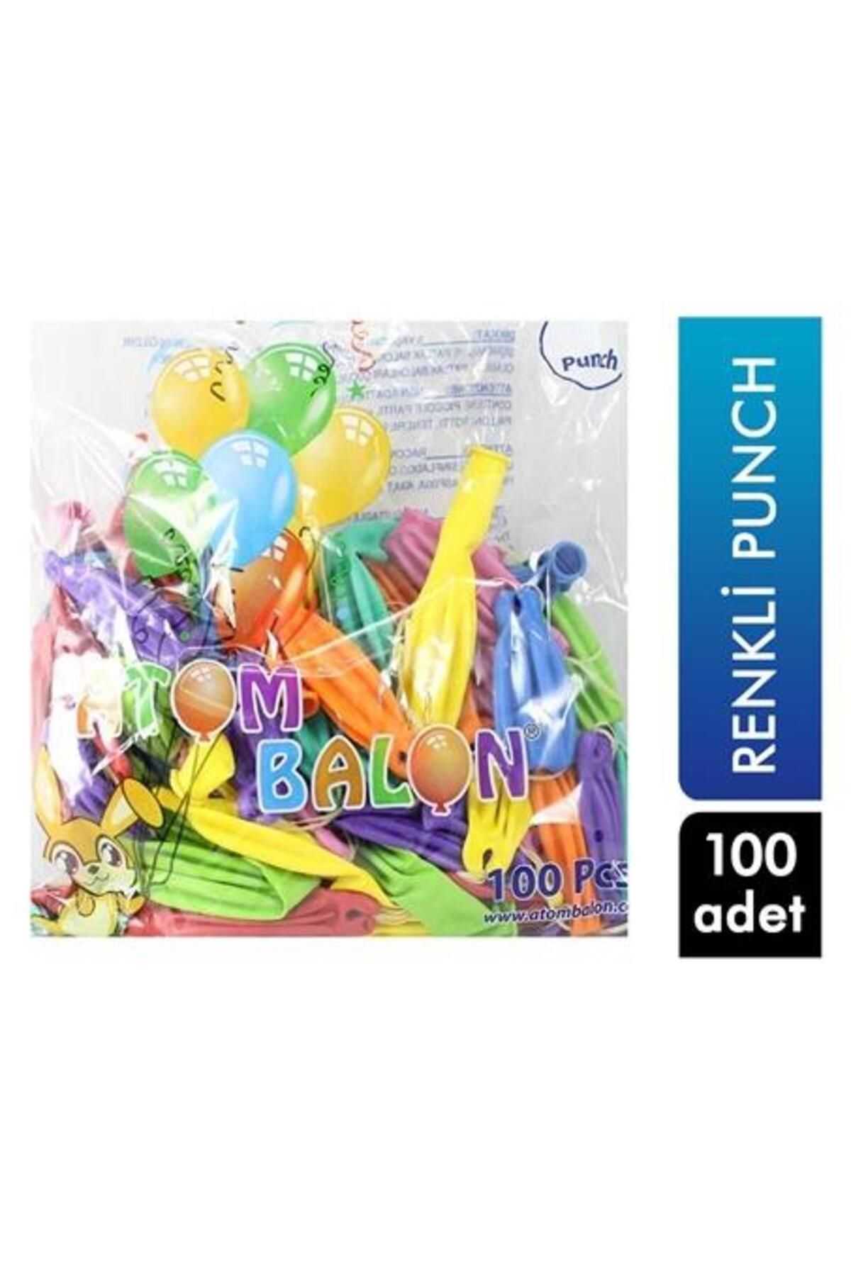 Atom Balon,Renkli Balon,Desensiz Balon,Ipli Balon,100'lü Balon